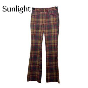 Anthropologie Plaid Flared The Essential Trousers Womens Size US 0